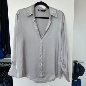 Zara silk like button down shirt